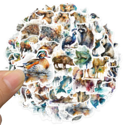 50pcs Aesthetic Watercolor Painting Animals Stickers For Laptop Water Bottle Luggage Guitar Waterproof Graffiti Vinyl Decals (ONLINE ORDER ONLY)