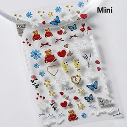 Lovely Dog Puppy Dream Heart Flower Star Pizza Food Sugar Skewers Strawberry Desserts Adhesive Nail Art Stickers Manicure Decals (Online Order Only)