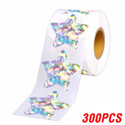100-500pcs Holographic Star Reward Stickers Corlorful Adhesive Star Stickers Reward Chart Decorative Toy Gifts Sticker Labels (ONLINE ORDER ONLY)