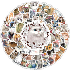 10/30/50/100PCS Cute Kawaii Cats Stickers Decoration Waterproof Skateboard Laptop Phone Notebook Luggage Bike Cartoon Decals Toy (ONLINE ORDER ONLY)