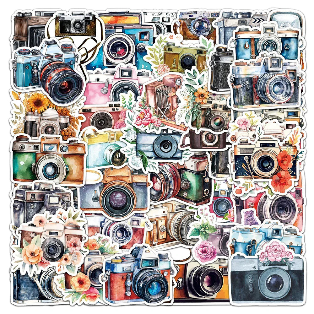 Vintage Cartoon Camera Stickers Decals for Laptop Phone Luggage Stationery (Online Order Only)