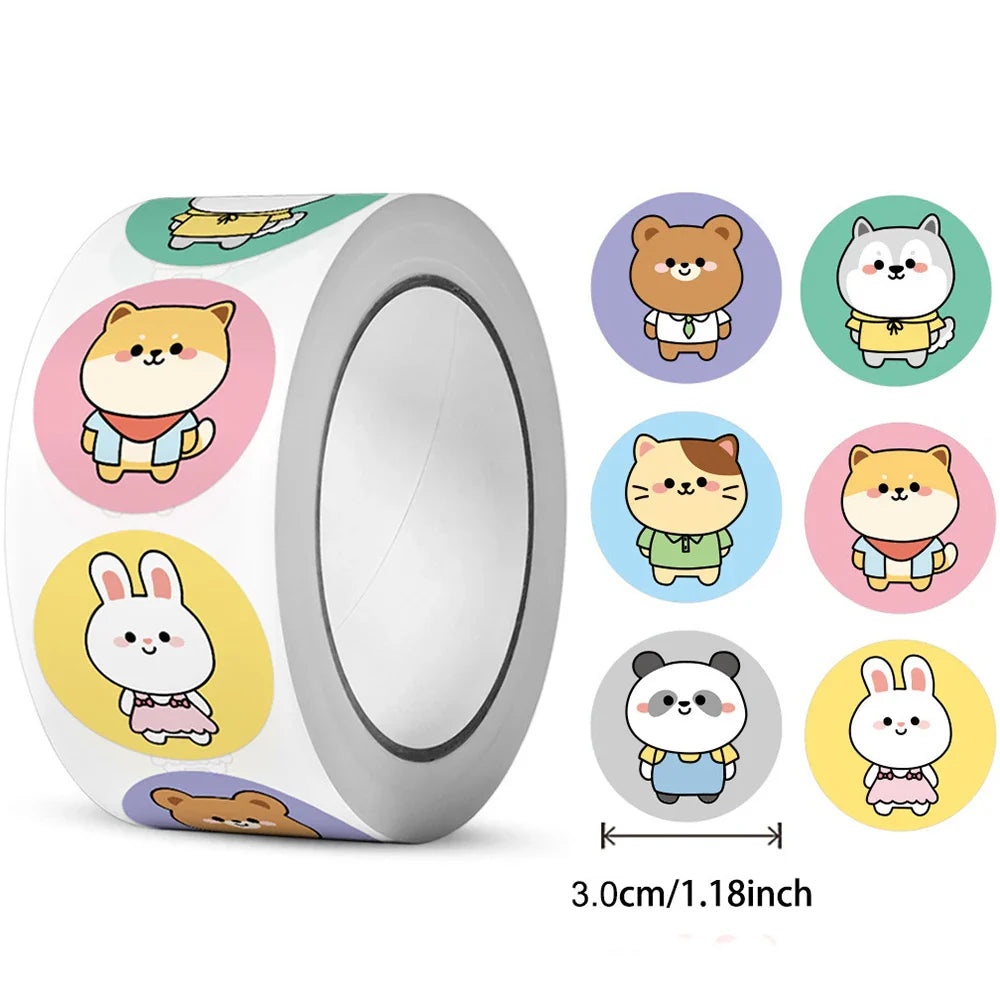 50-300pcs Cartoon Animal Reward Sticker Label Thank You Cute Game Sticker DIY Gift Sealing Label Decoration Supple (ONLINE ORDER ONLY)