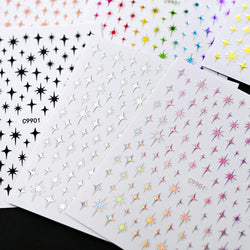 6Pcs 3D Silvery Star Nail Sticker Y2K Nail Design Gold Bronzing Slider Chrome Effect Nail Decoration Nail Design Manicure Tips * (ONLINE ORDER ONLY)