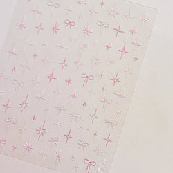 Pink Blue Bowknot Star Lace Round Dot Starburst Spot Leopard Print 3D Self Adhesive Nail Art Decorations Sticker Manicure Decals (ONLINE ORDER ONLY)
