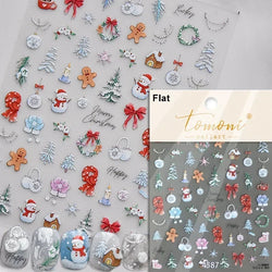 Dressy Embossment Colorful Gradient Snowflakes Laser Silver Christmas Tree Winter Bowknot Santa Nail Art Stickers Manicure Decal (Online Order Only)