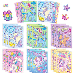 6Sheets Rainbow Horse Children DIY Puzzle Sticker Games Unicorn Make A Face Funny Assemble Jigsaw Stickers Kids Educational Toys (Online Order Only)