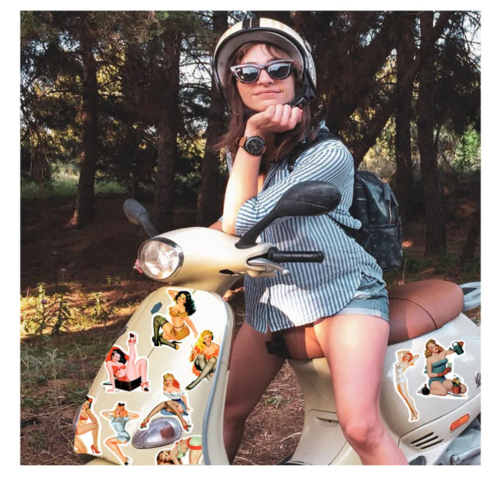 10/30/50pcs Old School Tattoo Style Sticker Retro Pinup Girl Cool Stickers Skateboard Laptop Luggage Bike Car Motorcycle Sticker (Online Order Only)