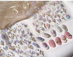 Tulips Flower Letter Bowknot Butterfly Irregular Lines Pearl Tender 5D Adhesive Nail Art Stickers Manicure Decals Stick on Nail (ONLINE ORDER ONLY)