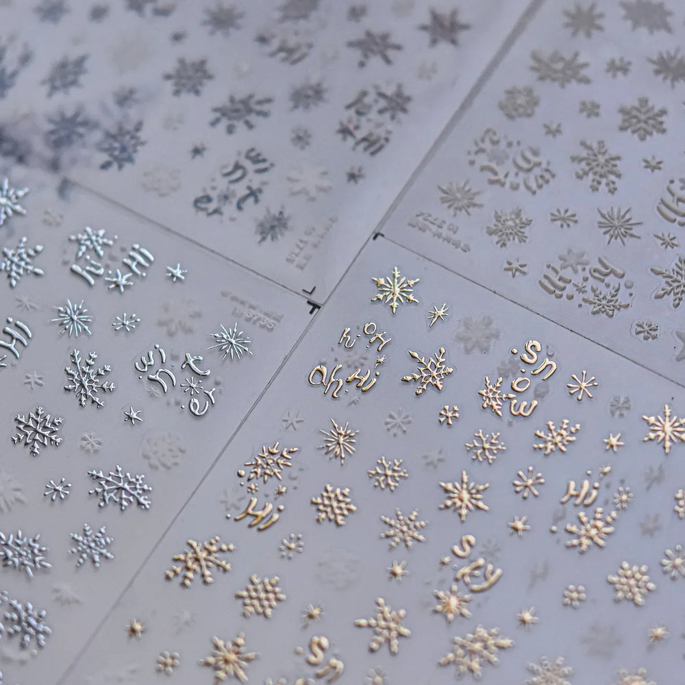 Dressy Embossment Colorful Gradient Snowflakes Laser Silver Christmas Tree Winter Bowknot Santa Nail Art Stickers Manicure Decal (Online Order Only)