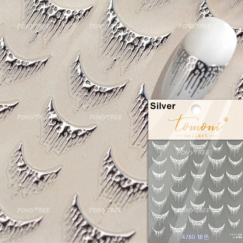French Skirt Hem Halo Dyeing Purple Pink White Hemline Bowknot Wedding Veil Dreamy Star Adhesive Nail Art Sticker Manicure Decal (ONLINE ORDER ONLY)