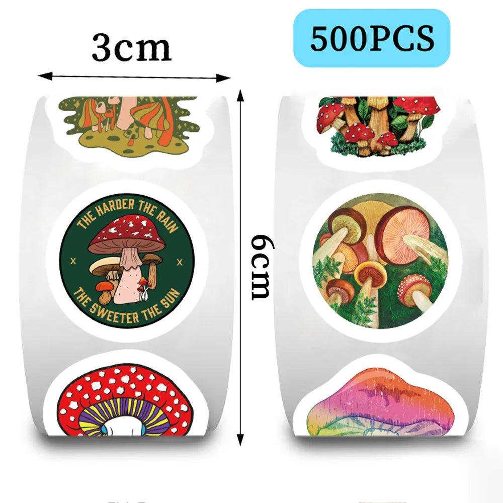 500pcs Mushroom Stickers for Children Kids Cartoon Sticker Small Cute Toys Sticker DIY Gift Sealing Label Decoration (ONLINE ORDER ONLY)
