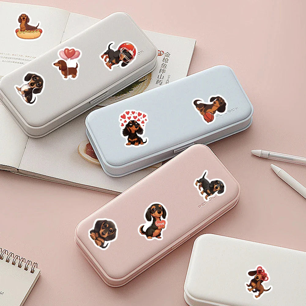 500pcs/roll Cute Cartoon Animal Pet Dog Stickers Dachshund Sticker Luggage Guitar Laptop Stationery Vinyl Decals(10 Patterns) (ONLINE ORDER ONLY)