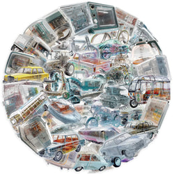 50PCS Future Technology Machinery Stickers PET Decals Scrapbook Suitcase Luggage Motorcycles Bike Waterproof Graffiti Sticker﻿ (Online Order Only)