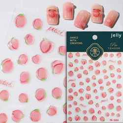 Lovely Red Fruit Strawberry Cherry Bowknot Love Heart Star Silk Ribbon Chic Rhinestone Adhesive Nail Art Stickers Manicure Decal (ONLINE ORDER ONLY)