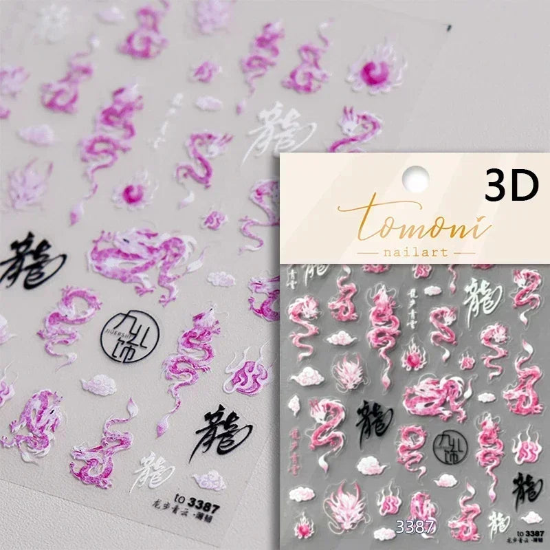 Dark Sword Coiled Snake Cross Butterfly Wing Starburst Starlight Gothic Reptile Animals Nail Art Sticker Festival Manicure Decal (ONLINE ORDER ONLY)