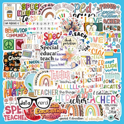 50pcs Special Education English Quotes Graffiti Stickers for Helmet, Wall, DIY Decor (Online Order Only)