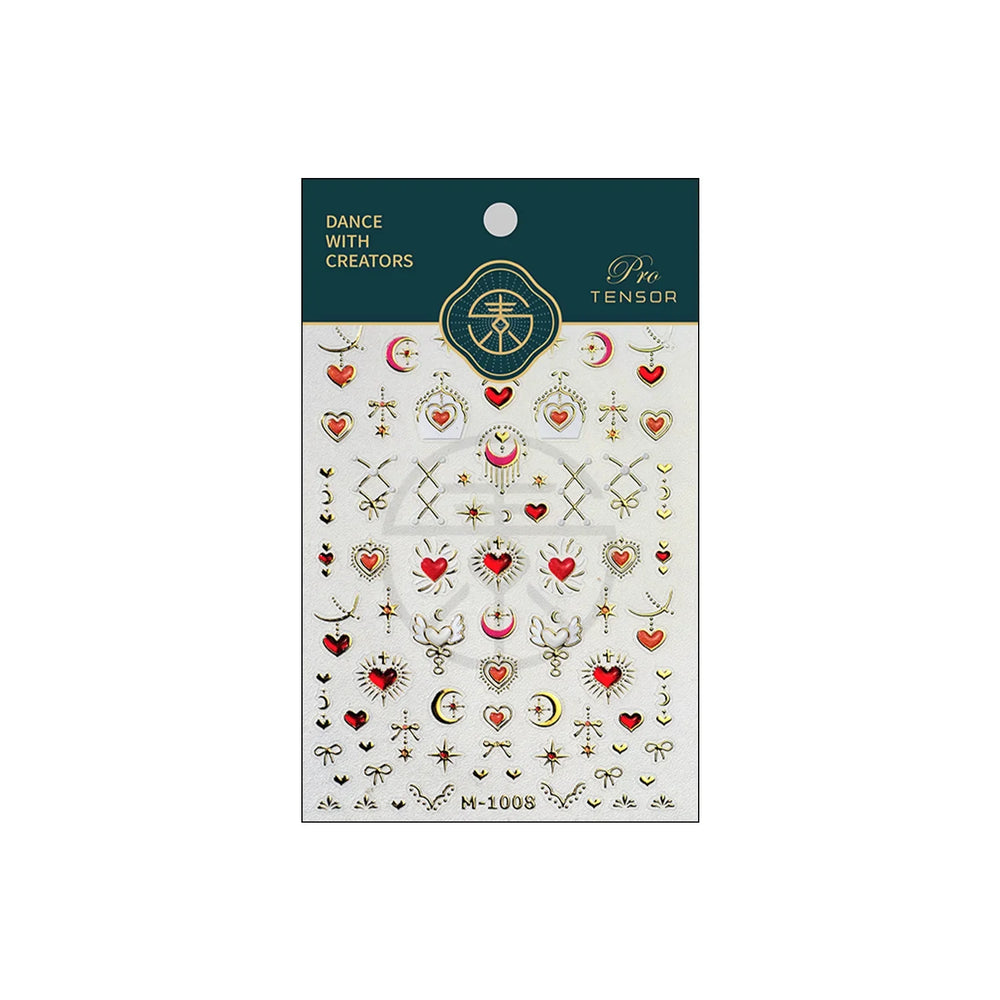 Red Sexy Love Heart Flower Hot Stamping Wing Star Moon Bowknot Sun Punk Adhesive Nail Art Decorations Stickers Manicure Decals (ONLINE ORDER ONLY)