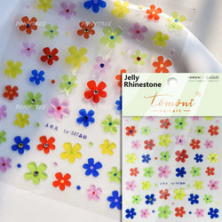 Hot Stamping Laser Silver Pink White Flower Rhinestone Pearl Irregular Petal Adhesive Nail Art Decoration Sticker Manicure Decal (ONLINE ORDER ONLY)