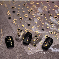 Hollow Out Black Gold Star Starburst Round Dot Night-time Tiny Spot Self Adhesive Nail Art Stickers Manicure Decals Wholesale (ONLINE ORDER ONLY)