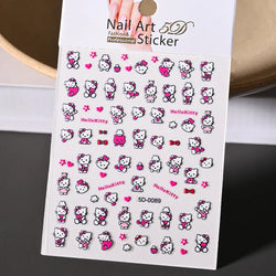 1pc 5D Cartoon Nail Art Stickers Waterproof Matte Finish with Kuromi, Cinnamoroll & Hello Kitty Designs Perfect for DIY Manicure (Online Order Only)