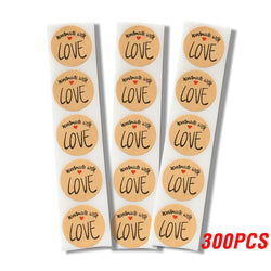 1Inch 100-500pcs Round Kraft Paper "handmade With love" Seal Sticker For Handmade Products Baking Products Sealing Sticker Label (ONLINE ORDER ONLY)