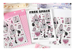 1pcs New Kawaii Heartbeat Girl Scrapbooking Sticker Art Collage Diary Journal DIY Craft Aesthetics Decorative Sticker Stationery (ONLINE ORDER ONLY)