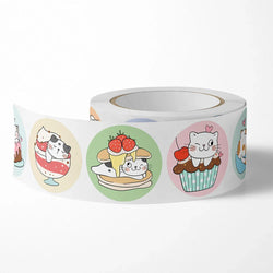 100-500pcs Cartoon Cat Stickers Round Adhesive Labels For Kids Children Teacher Prize Business Gift Wraps Decorative Stickers (ONLINE ORDER ONLY)