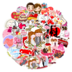 10/30/50PCS Valentine Wedding Love Stickers Cartoon Cute Decals Toys Gift DIY Decoration Laptop Scrapbook Phone Guitar Sticker (ONLINE ORDER ONLY)