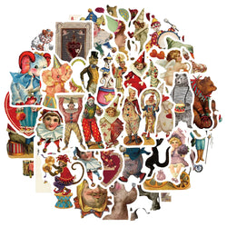 Retro Acrobatic Troupe Stickers for Suitcase, Skateboard, Laptop, Luggage, Fridge, Phone, Car - 10/30/50Pcs (ONLINE ORDER ONLY)