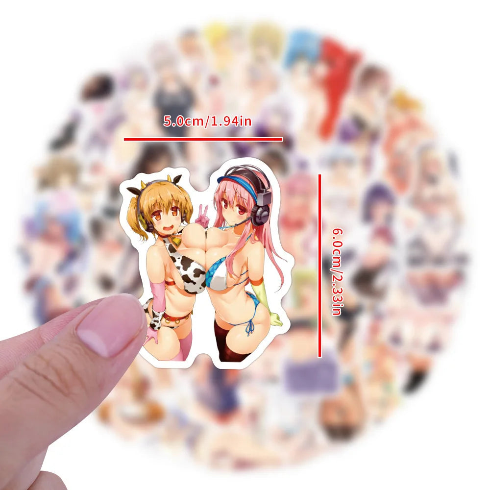 10/30/60/120PCS Sexy Girl Cartoon Hentai Stickers Anime Waifu Graffiti DIY Laptop Phone Cup Car Bike Skateboard Guitar Decals (ONLINE ORDER ONLY)