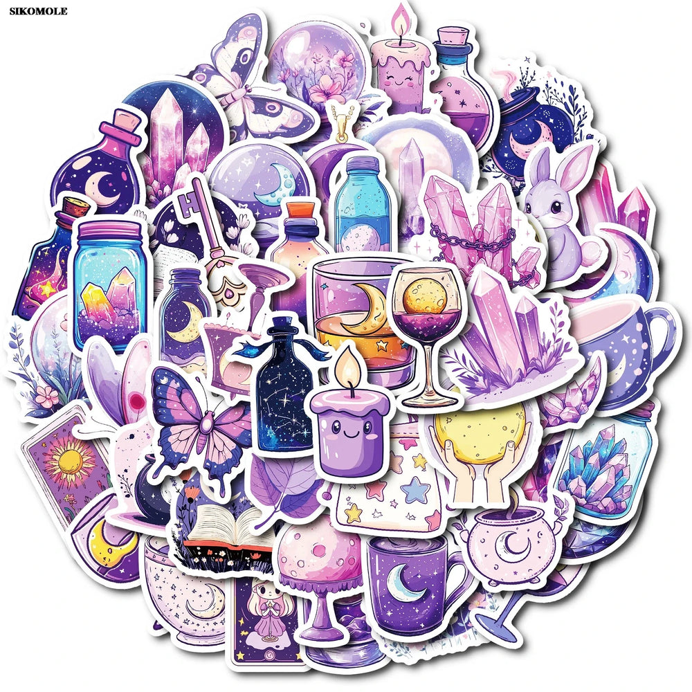 Purple Moon Stickers for Motorcycle, Laptop, Skateboard - 10/30/50PCS (Online Order Only)