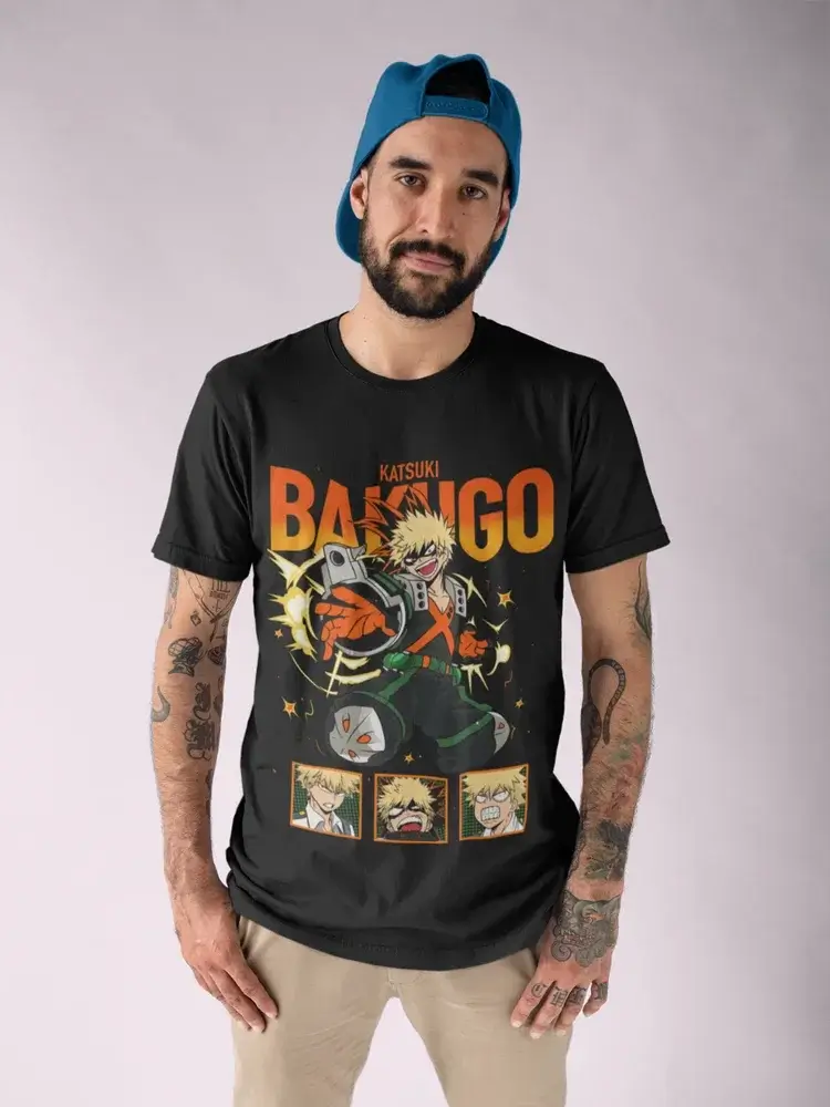 Katsuki Bakugo T-Shirt: MHA Anime Hero Manga Tee (ONLINE ORDER ONLY)