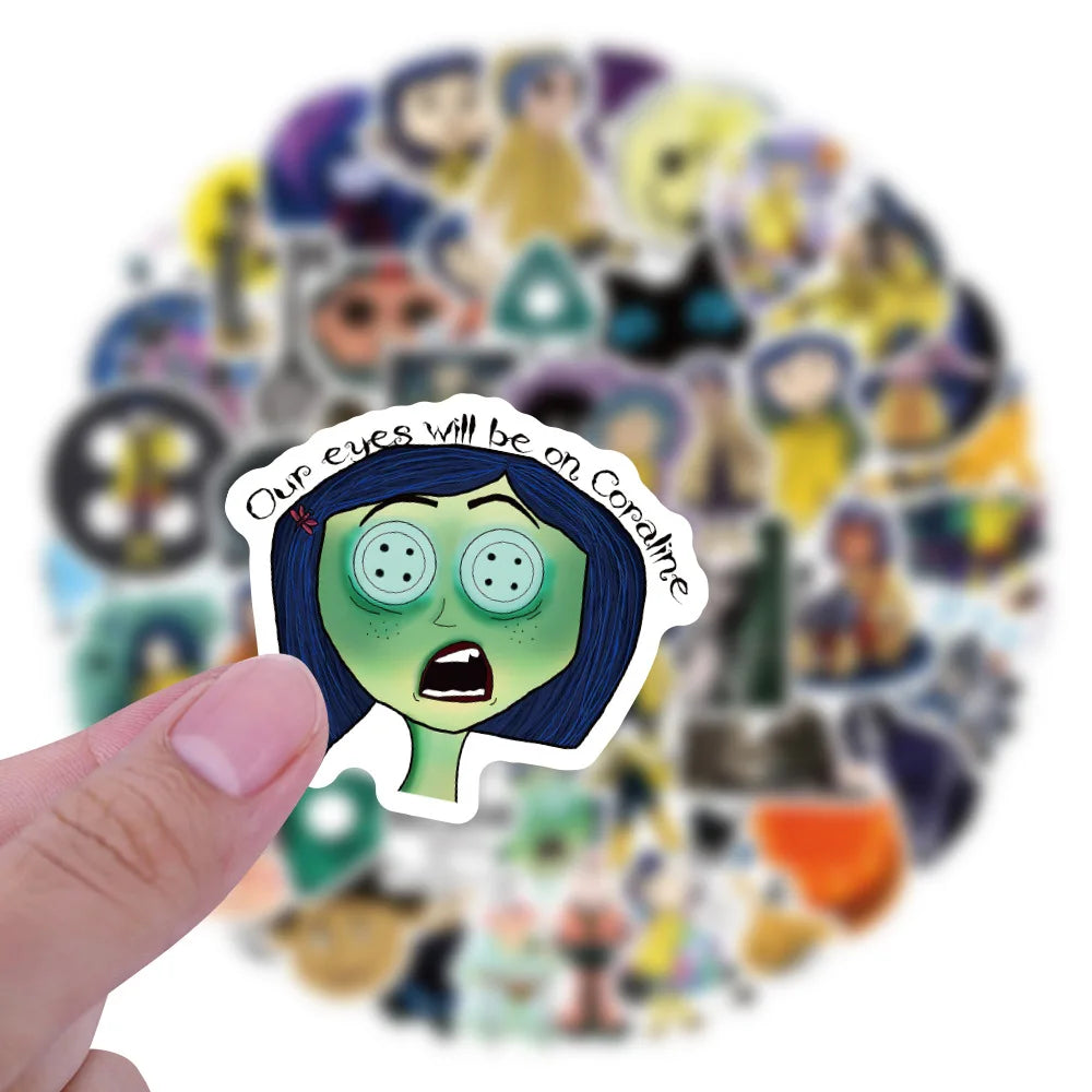10/30/60PCS Coraline & the Secret Door Stickers Horror Film Sticker Scrapbook DIY Laptop Guitar Car Bike Skateboard Graffiti Toy (Online Order Only)