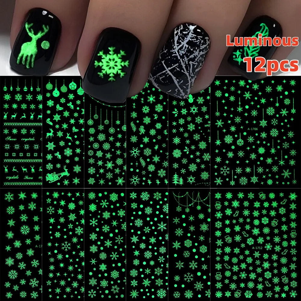12Pcs 3D Golden Red Glitter Heart Love Nail Sticker Valentine Self Adhesive Cartoon Decal Geometry Lines Stripe Slider Manicure* (ONLINE ORDER ONLY)