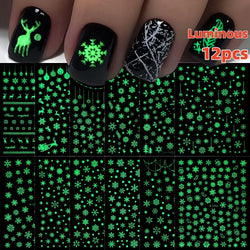 12Pcs 3D Golden Red Glitter Heart Love Nail Sticker Valentine Self Adhesive Cartoon Decal Geometry Lines Stripe Slider Manicure* (ONLINE ORDER ONLY)