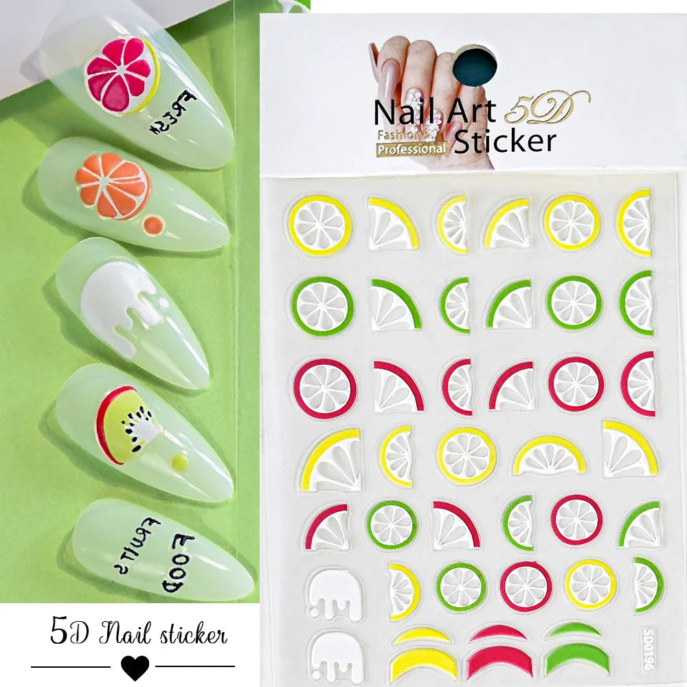 1Pc Sweet Cute Fresh Red Cherry Pattern Nail Stickers Self Adhesive Fruit Design Decals Women & Girls Homemade Manicure Supplies (ONLINE ORDER ONLY)