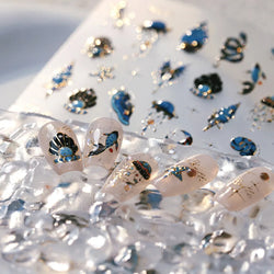 Blue Butterfly Planet Star Conch Snake Shell Clam Pearl Whale Jellyfish Moon Adhesive Nail Art Stickers Dreamy Manicure Decals (Online Order Only)