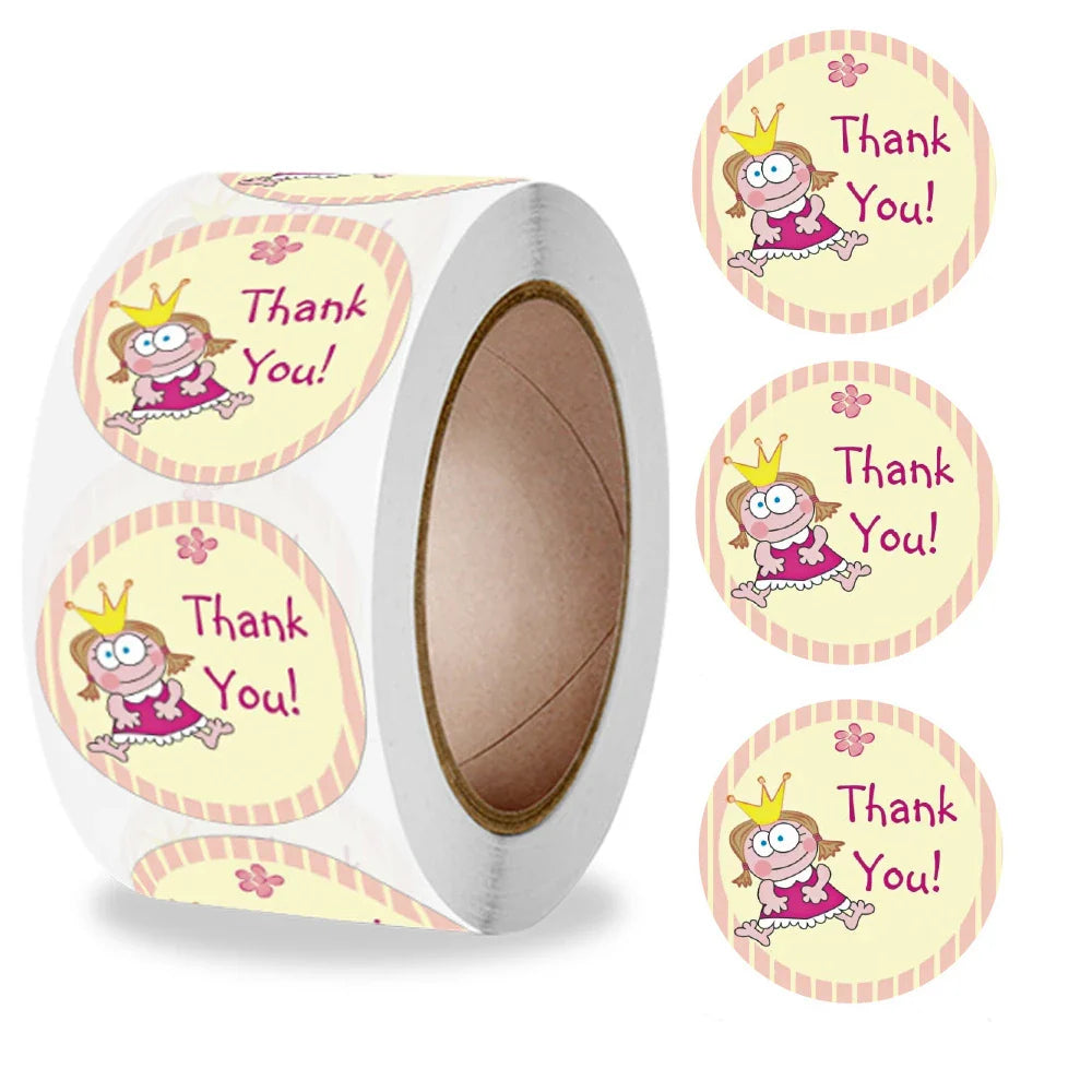 500pcs/roll Flowers Thank You Sticker Labels Round Reward Stickers Wedding Party Decor Envelope Seals Stickers Stationery (Online Order Only)