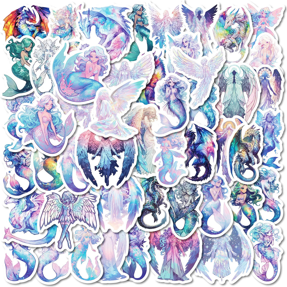 50Pcs Cartoon Angel Mermaid Stickers for Helmet Wall DIY Decoration (ONLINE ORDER ONLY)