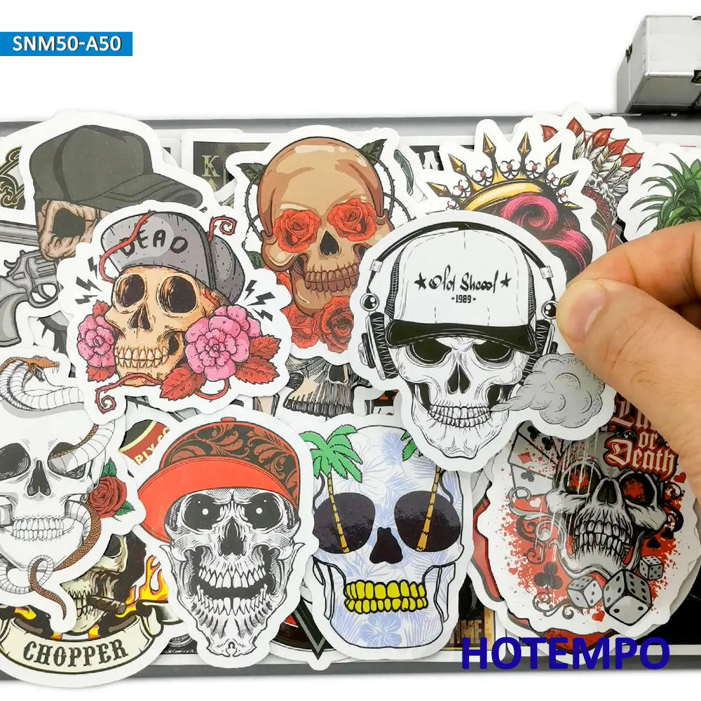 50Pieces Retro Skeleton Motorcycle Rider Decals Skull Monster Demon Funny Stickers for Bike Skateboard Phone Laptop Car Sticker (Online Order Only)