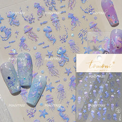 Halo Dyeing Ocean Shell Conch Starfish Pearl Love Heart Bowknot Jellyfish Adhesive Nail Art Stickers Manicure Decals Wholesale (ONLINE ORDER ONLY)