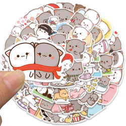 10/60pcs Kawaii Cat Meme Cartoon Stickers DIY Kids Scrapbook Notebook Phone Laptop Fridge Guitar Luggage Sticker Toy (ONLINE ORDER ONLY)