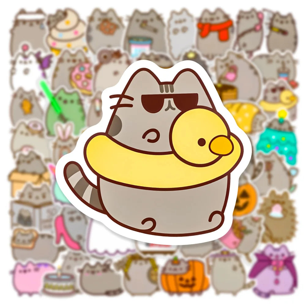 10/30/50PCS Kawaii Chunky Cat Stickers Cute Cartoon Decals Decorative DIY Phone Stationery Scrapbook Guitar Bike Kids Sticker (ONLINE ORDER ONLY)