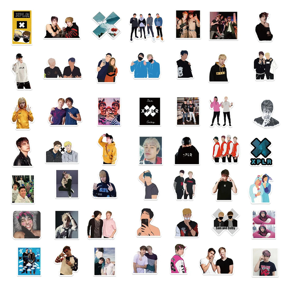 50pcs Sam and Colby Graffiti Stickers For Suitcase Skateboard Laptop Luggage Phone Car Styling DIY Sticker Decals (ONLINE ORDER ONLY)