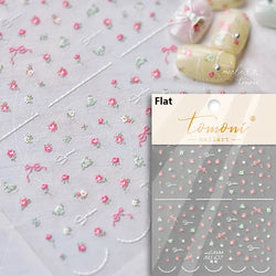 Romantic Candle Holder Lace Rambler Rose Pink Flower Bowknot Candlestick Ribbon Adhesive Nail Art Stickers Shiny Manicure Decals (ONLINE ORDER ONLY)