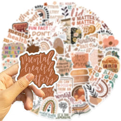 50PCS Boho Mental Health PVC Sticker Aesthetic DIY Children's Decoration Scrapbooking Stationery Hand Accounting Tool Supplies (ONLINE ORDER ONLY)
