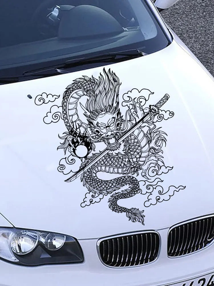 Japane Anime Detachment Car Sticker For Katana And Black Dragon Decoration Movement Style Die Cutting Waterproof PVC Vinyl Decal (ONLINE ORDER ONLY)