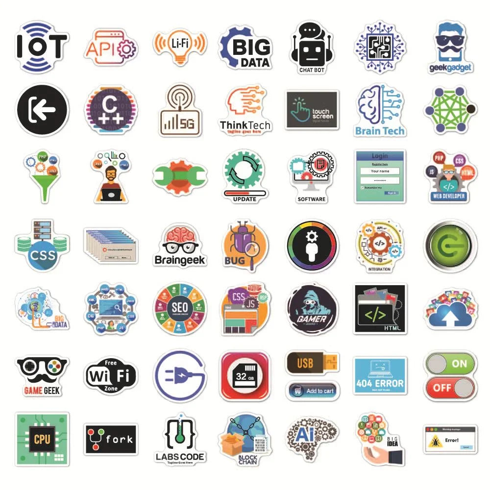 10/50Pcs Programmer Internet Java Stickers Geek Php Docker Html Bitcoin Programming Language For Phone Laptop Car Toy Decals (Online Order Only)