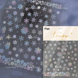 Flying Snowflakes Cold Winter Geometric Hexagon Star Romantic Adhesive Nail Art Stickers Embossment Rhinestone Manicure Decals (ONLINE ORDER ONLY)