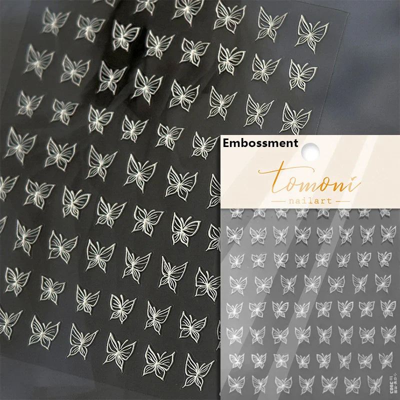 Charming White Shiny Pearl Rhinestone Wings Feathers Crown Moon Stars 3D Self Adhesive Nail Art Sticker Manicure Decal Wholesale (ONLINE ORDER ONLY)
